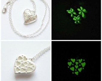 Heart necklace sterling silver chain glowing jewelry kids jewelry best friend necklace gift for girlfriend pendant necklace for girls gifts