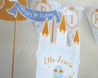 Cinderella Cake Topper for Cinderella Birthday Party. Castle Cake Topper for Princess Birthday. DIY Castle Centerpiece printable. DIGITAL.