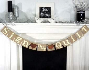 Wedding Garland / Sign our Quilt Banner / Alternative Guest Book Banner / Fabric Book / Reception / Wedding Decor / Guestbook / Rusic Decor