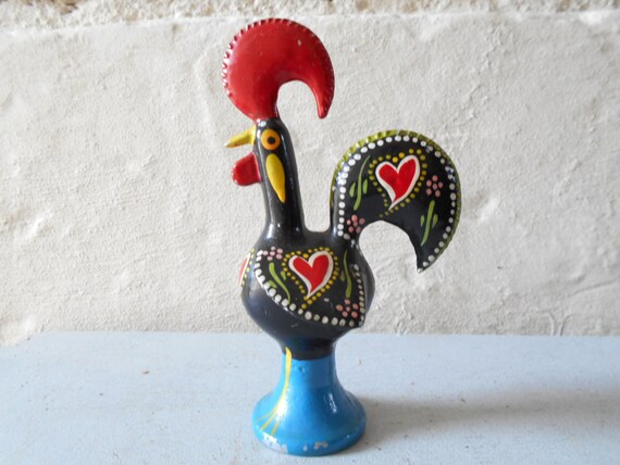 Portuguese rooster, paper weight, vintage traditional hand painted 