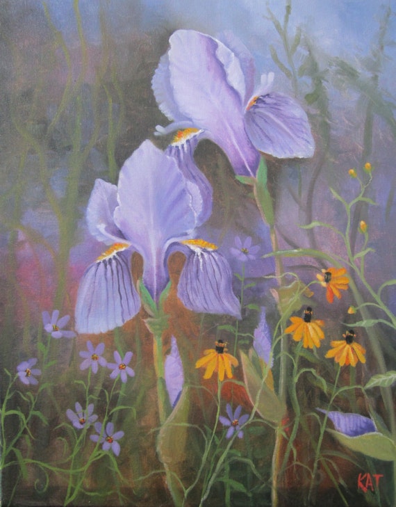Iris original oil painting 16x20