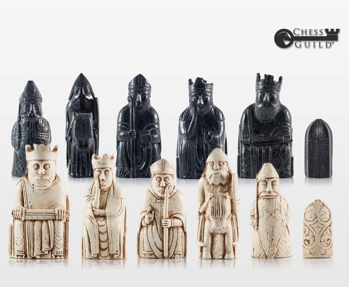 NEW COLOR Isle of Lewis Chessmen Chess Set 1:1 replica
