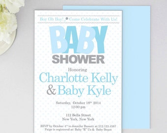 Boy Oh Boy! Baby Boy Shower Invitation | 5"x7" Flat Card | Printed Invitation | Printable | Custom Wording and Colors