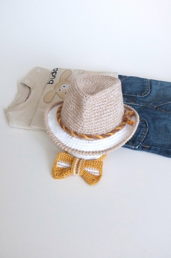 Baby Fedora Hat and Bow Tie Set Newborn Photography Props