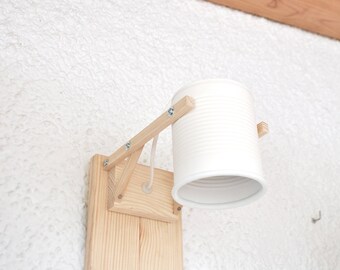 Wall lamp / sconce light , mat white... eco friendly and handmade : recycled from tomato can !