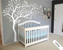 White Tree Wall Decal Large Tree wall decal Wall Mural Stickers Wall Decals Decor Nursery Tree
