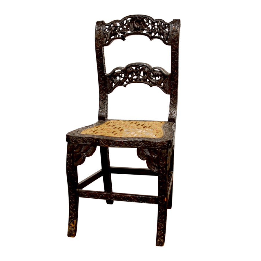 Anglo Indian Carved Rosewood Desk Chair Haute Juice