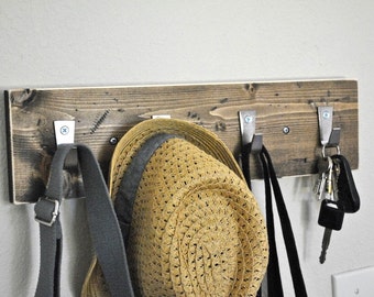 Distressed Wood Coat Rack - Coat Hooks - Hat Rack - Key Hooks