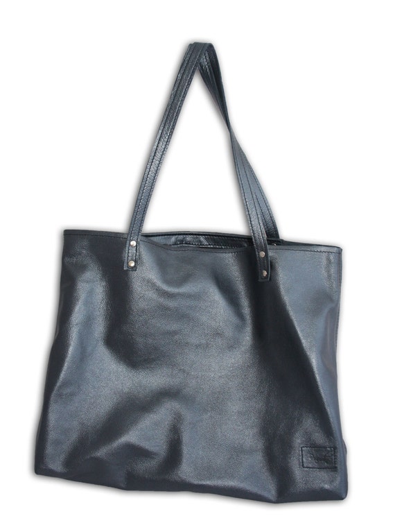 Metallic Gray Leather Bag large leather tote bag women's