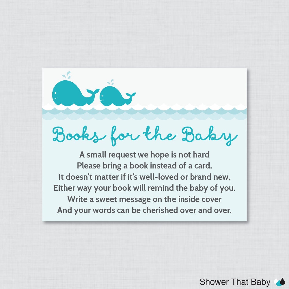 Whale Baby Shower Printable Bring a Book Instead of a Card