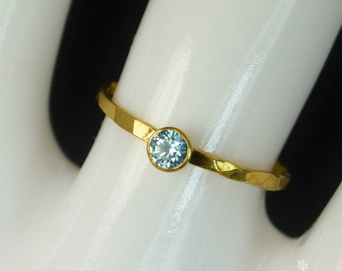 Dainty Solid 14k Gold Aquamarine Ring, Gold Solitaire, Solitaire Ring, Solid Gold, March Birthstone, Mothers Ring, Solid Gold Band, Gold