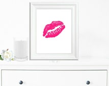 Downloadable Print, Pink Lips, Wall Art, 8x10, A4, Teen Gift Idea ...