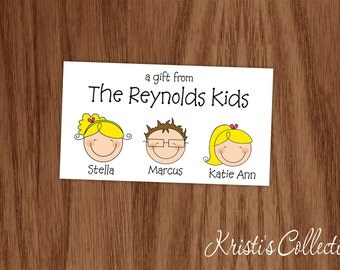 Kids Calling Cards or Stickers, Kids Gift Inserts Enclosures, Personalized Kids Gifts, Gift Tags or Stickers
