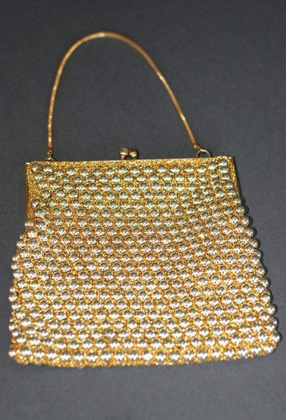 Vintage Gold Beaded Purse 1960s Magid Gold by StepsToTheAttic