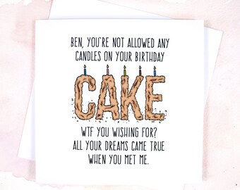 Personalised Funny Boyfriend Birthday Card - WTF - Blank Inside - Free UK Shipping