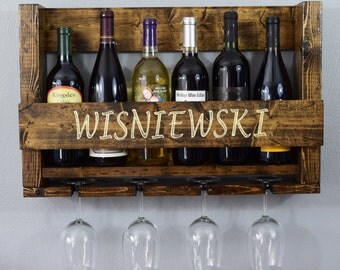Personalized Wine Rack - Customized Wine Rack - Personalized Gift - Plallet Wine Rack - Reclaimed Wood Wine Rack - Barnwood Wine Rack - Wine