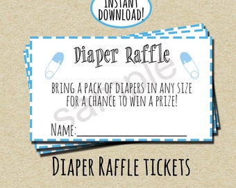 Blue Diaper Raffle Ticket - INSTANT DOWNLOAD - DIY - Printable Tickets