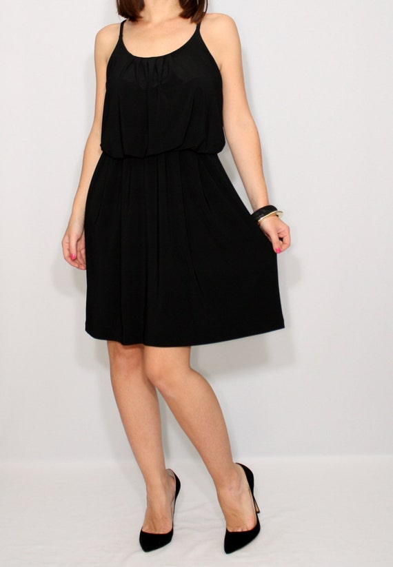 black spaghetti strap bridesmaid dress