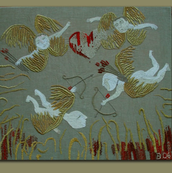 Home decor wall art Adam and Eva, home decor art, handmade original art , home interiors art, textile art, rustic home decor 180 cm