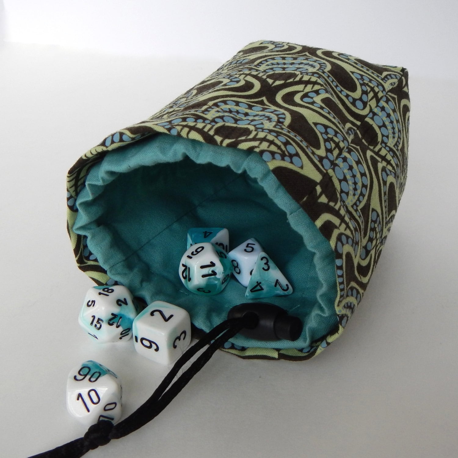 Limited Edition Custom Dice Bag Turquoise Swirl