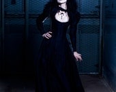 Evil Queen Dress - Gothic Bridal Gown - Long Corset Dress - "Black Dragon Gown " Halloween Wedding Vampire Dress - Custom to Order
