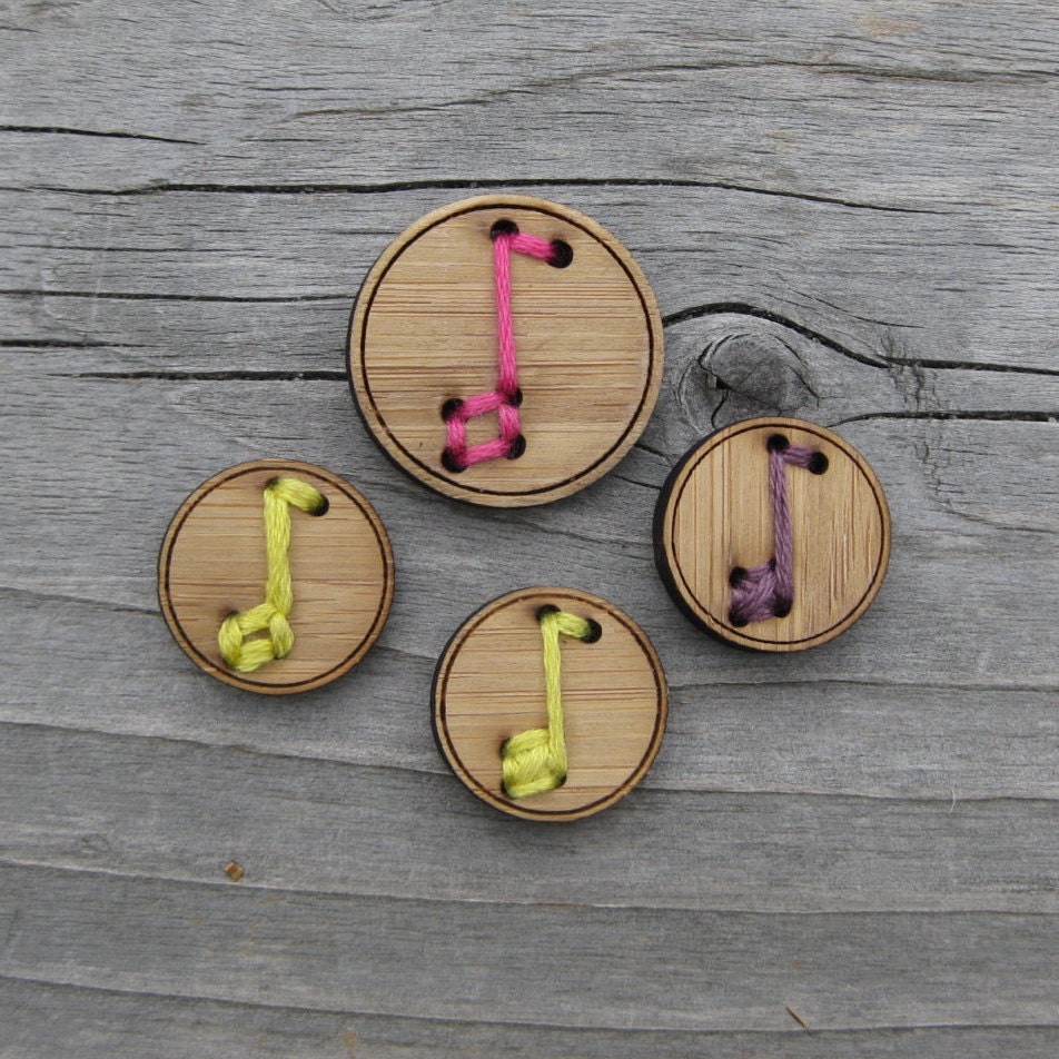 Music Note Buttons Bamboo 3/4 1 by katrinkles on Etsy