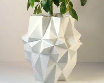 3d printed large polygon plant pot white large planter