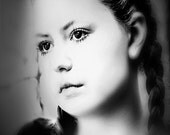 Black white blue tint, portrait of a young woman, original fine art print, Black white blue tint, portrait of a young woman, original fine art print,