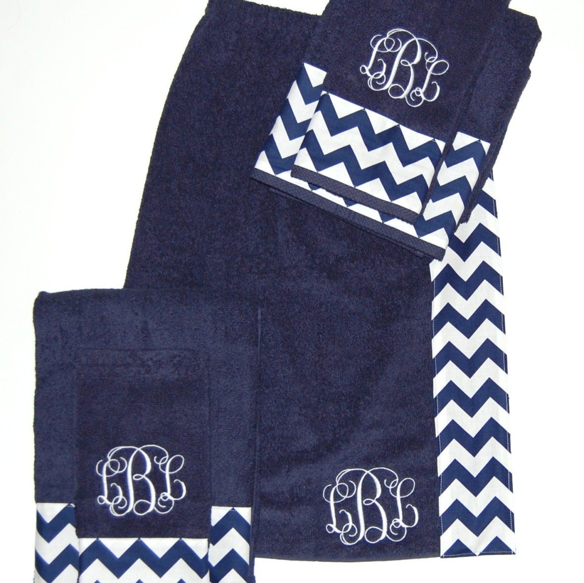 Monogrammed Chevron Towel Wrap and Towel Set