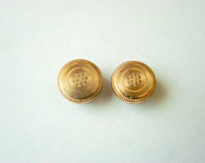 Beautifully Etched Edwardian Cuff Buttons / Gold Top / Cufflinks / Early 20th Century / Antique Jewelry / Jewellery