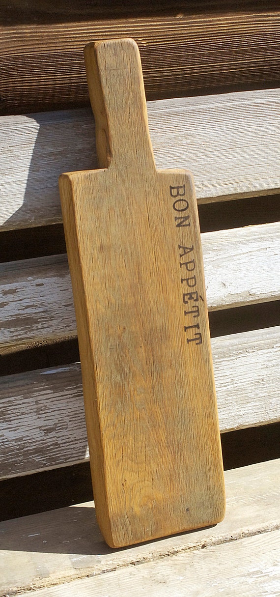 Wood Cutting Board Primitive Bon Appetit Oregon Oak Rustic