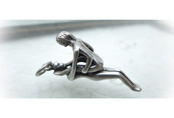 Kama Sutra Pendant, Sterling Silver, Erotic Jewelry, Sexy Hot Couple, Human Figures, Nudes, Artisan Work, Lost Wax Sculpture, Adult