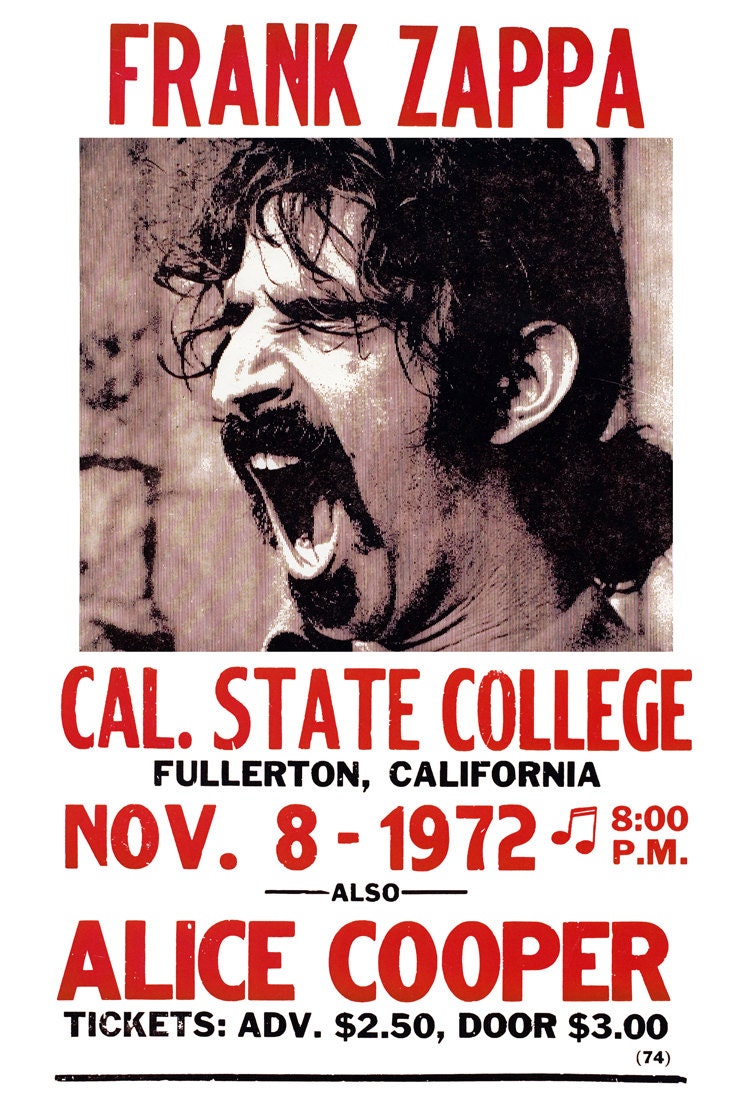 Frank Zappa Concert Poster With Alice Cooper Cal State