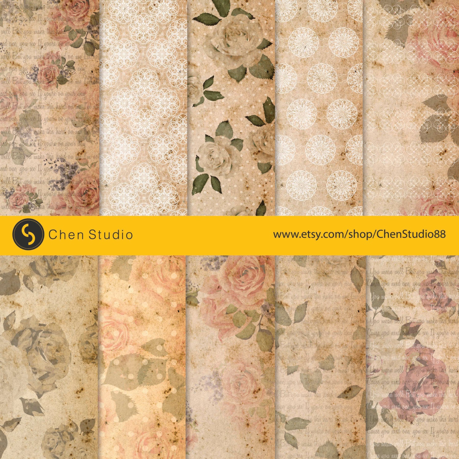 Kraft papers Pack for scrapbooking print 10 images 300