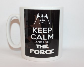 Custom Printed Star Wars keep calm and use the force Darth Vader Mug perfect for a Gift Kitchen Work Office Studio Cup