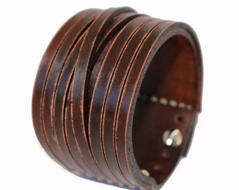 SB genuine leather bracelet leather cuff first class leather wristband men's leather bracelet worn brown
