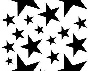 52 Black Vinyl Star Shaped Bedroom Wall Decals Stickers Teen Kids Baby Nursery Dorm Room Removable Custom Made Easy to Install