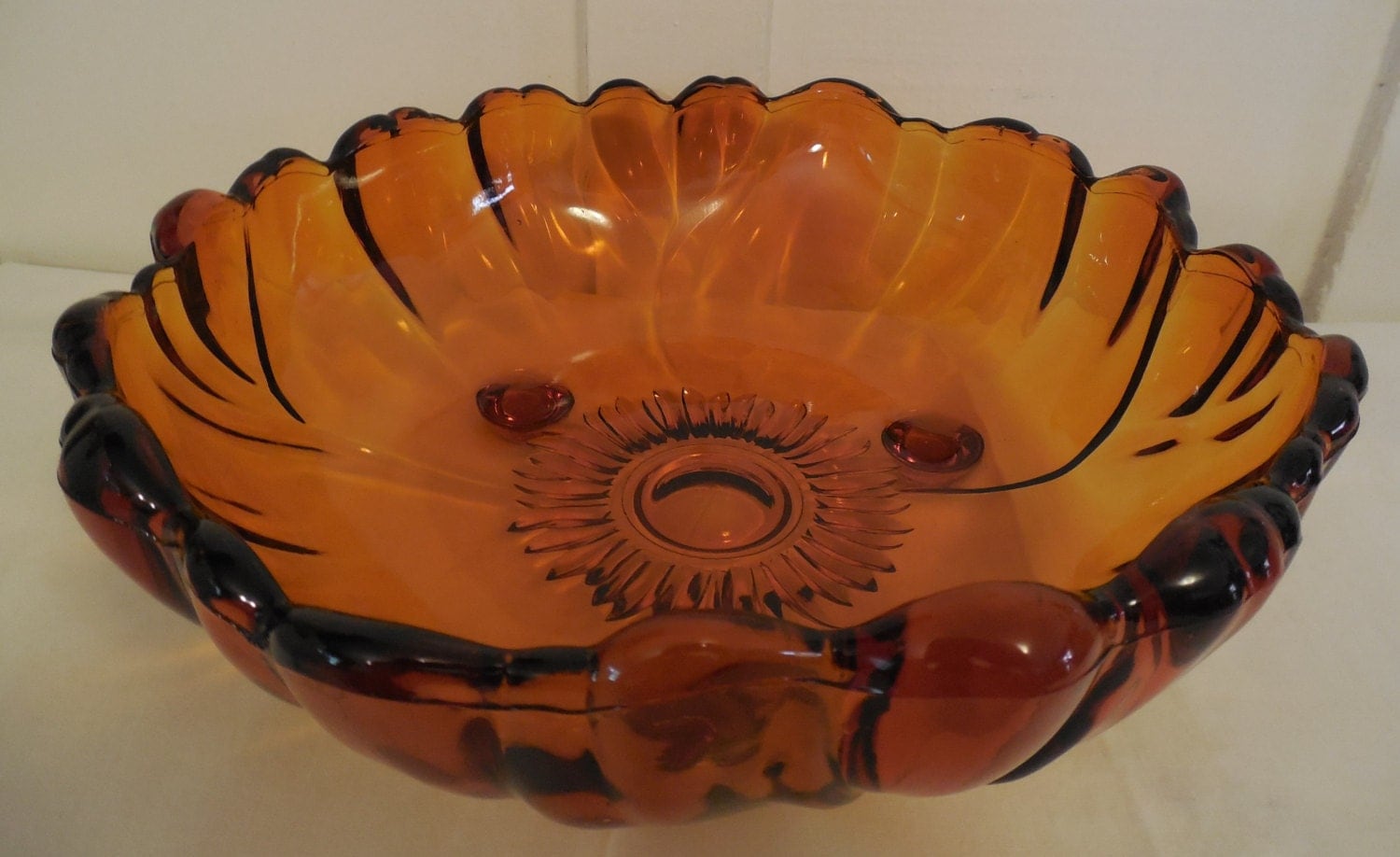 Colony Large Amber Glass Bowl 11 Vintage Amber Glass 2972