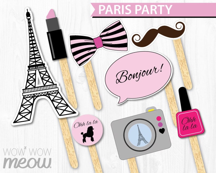 PARIS Photo Props INSTANT DOWNLOAD Birthday Party Fun Display Etsy