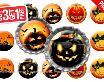 Halloween Bottle Cap Images - 1 inch size - Suitable for Hair Bows, Magnets, Scrapbooking, Stickers etc - High Resolution Images