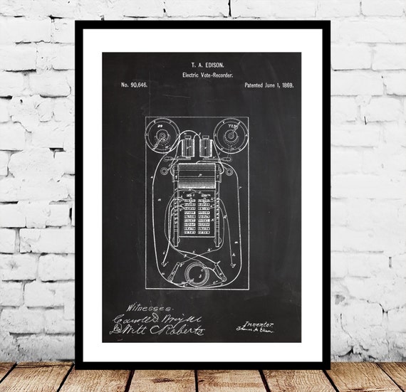 Thomas Edison Vote Recorder Patent Print Edison Vote Recorder