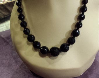black onyx faceted beaded necklace.