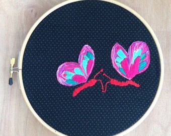 Framed Embroidery of BFF Butterflies