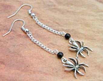 Spider Earrings, Halloween Earrings, Spider Jewellery, Black Widow Cosplay, Dangle Earrings, Spider Costume, Halloween Costume, Spiders
