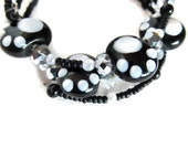 Lampwork Paw Print 3 Strand Bracelet, Dog Cat Memory Wire Bracelet, Black White Layered Wrap Bracelet, Pet Lover Gifts Lampwork Paw Print 3 Strand Bracelet, Dog Cat Memory Wire Bracelet, Black White Layered Wrap Bracelet, Pet Lover Gifts