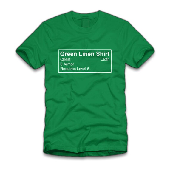 world of warcraft green linen t shirt gaming tee by fastprintsuk