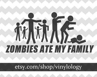 Zombie Stick Family Decal, The Walking Dead Car Decal, Family Vinyl Decal, Stick Figure Family, Car Decals, Laptop Decals, Car Stickers