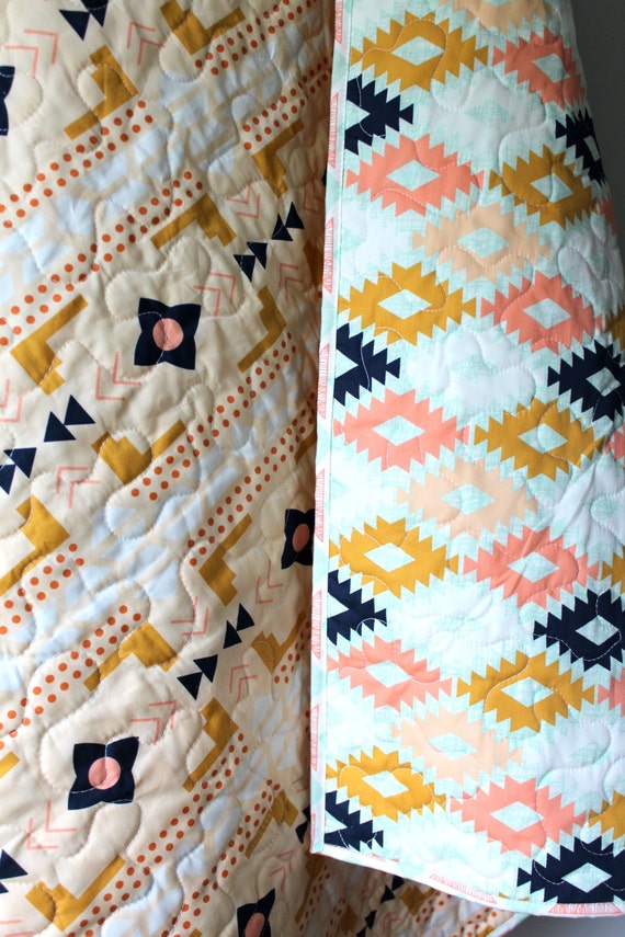 Tribal Baby Quilt Girl Tribal Quilt Arizona Aztec by GoBeWonderful