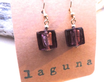 Purple Venetian glass earrings