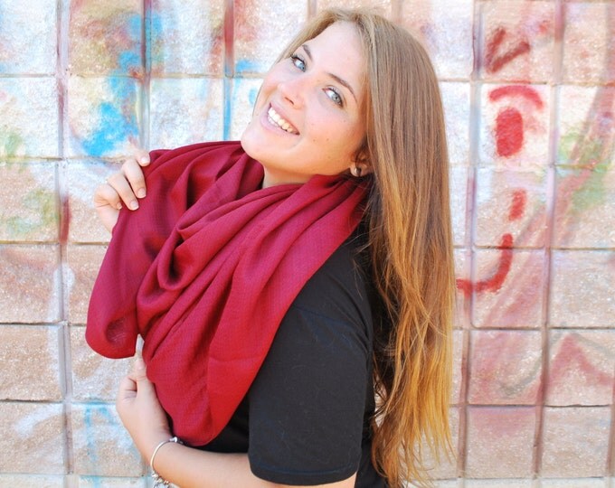 Red Pashmina Scarf Oversized Scarf Pashmina Scarf Shawl Burgundy Scarf Fall Cowl Scarf Infinity Scarf Women Fashion Accessories Gift For Her